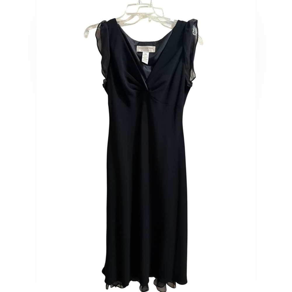 Jones New York Black Formal Dress Size 10 Flutter Sleeve Maxi Evening Dress